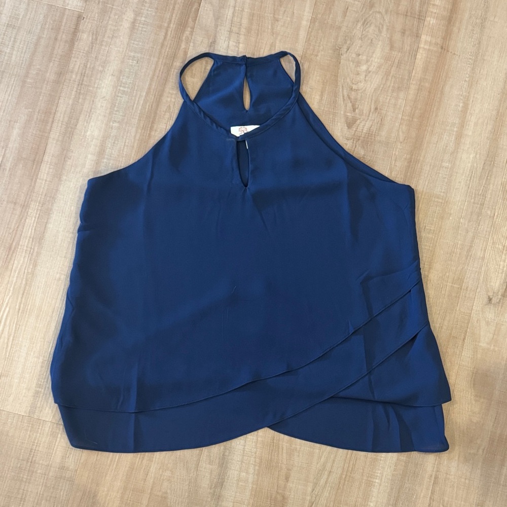 Elegant Navy Blue Women's Waterfall Tank Top